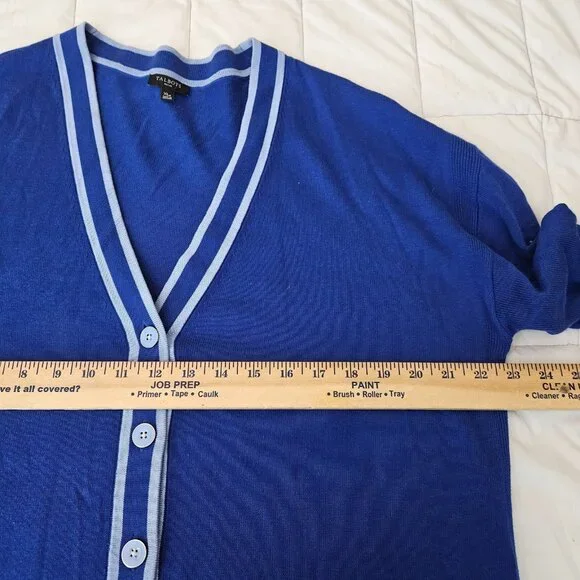 TALBOTS Women's Girlfriend Enamel Blue Button Up V-neck Cardigan Size XLP - Picture 3 of 8